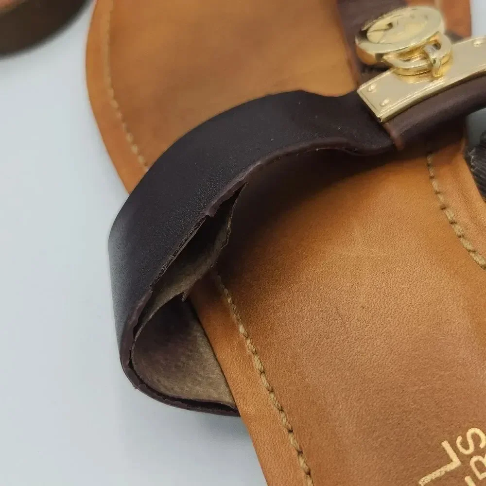 MICHAEL Michael Kors Hamilton Flat Slide Sandals - Walnut Java 9